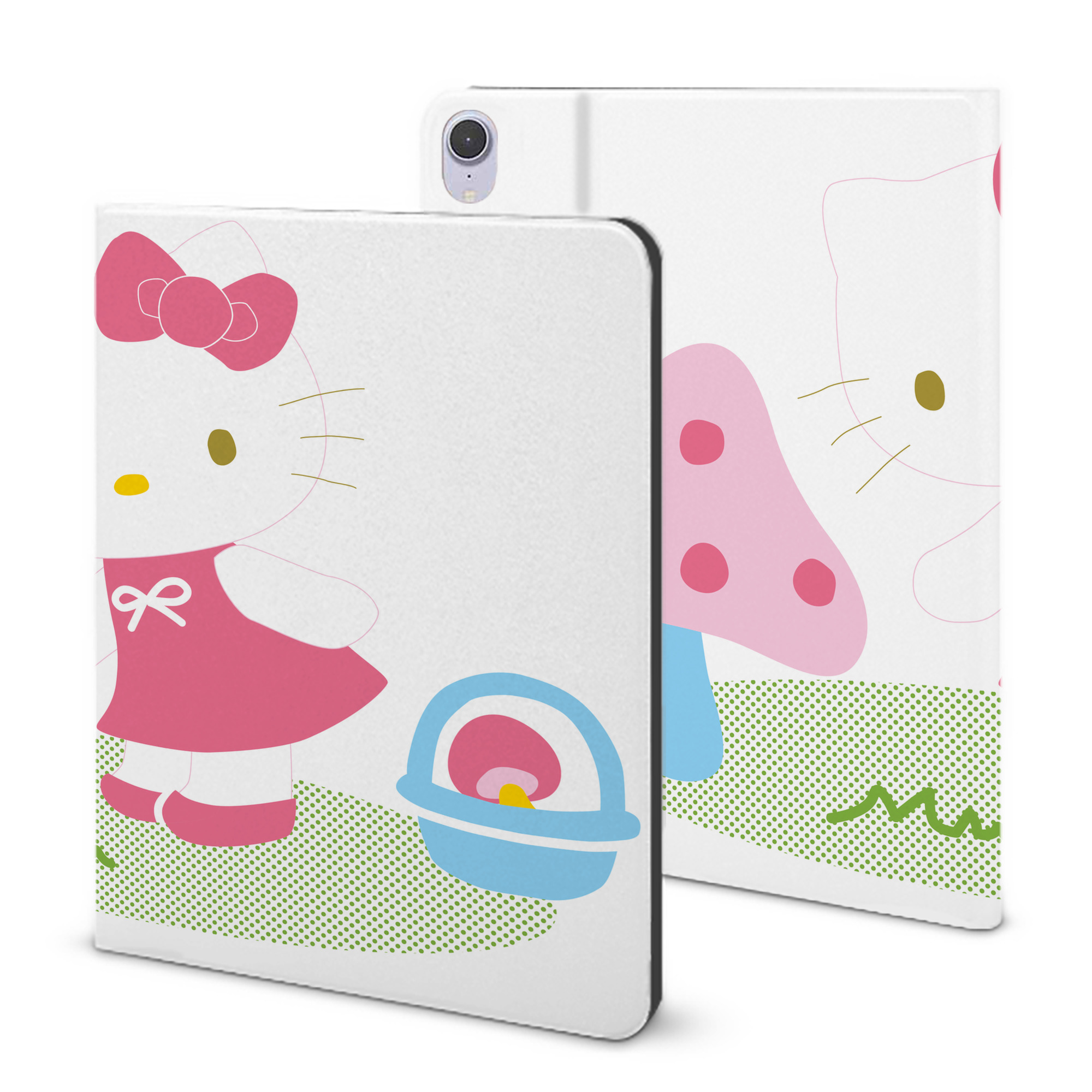 （画像用） Hello Kitty ハローキティ IPad ケース ブック型 PUレザー TPU 耐衝撃 軽量 薄型 ペン収納なし 全面保護 IPad 各モデル対応